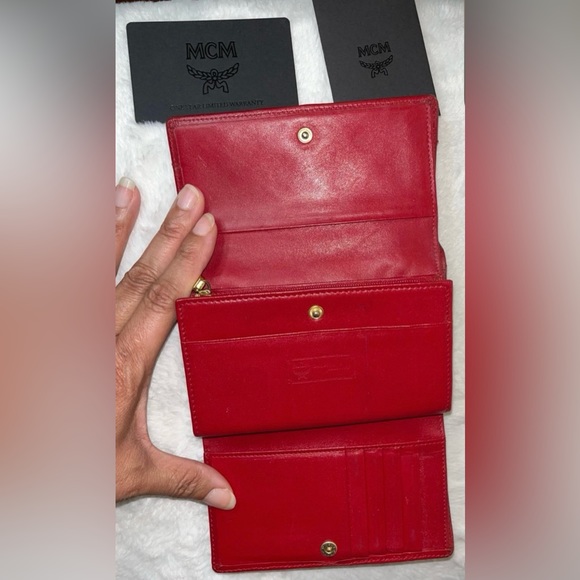 Red Tri-fold MCM Wallet-Authentic - Picture 8 of 11